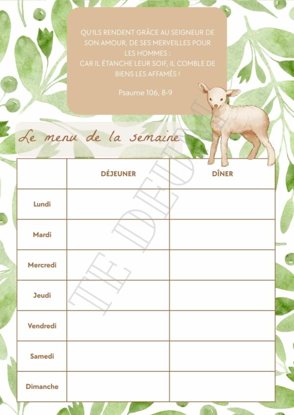 Planning Menu - 12 Template pour l'année – Image 9