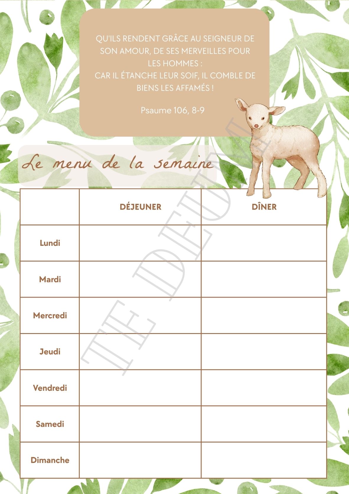 Planning Menu - 12 Template pour l'année – Image 9