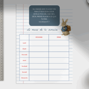 Planning Menu - 12 Template pour l'annĂ©e