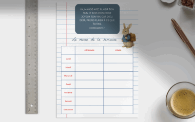 Planning Menu – 12 Template pour l&rsquo;année