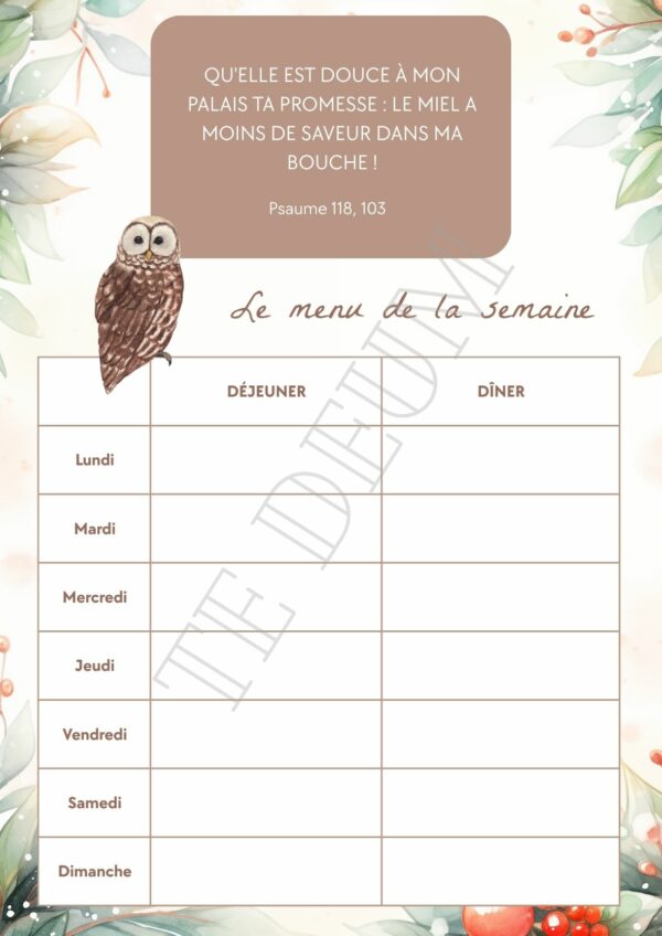 Planning Menu - 12 Template pour l'année – Image 7