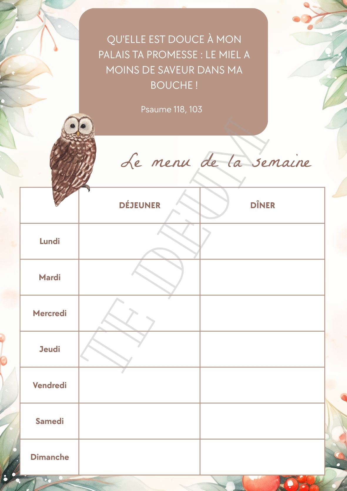 Planning Menu - 12 Template pour l'année – Image 7