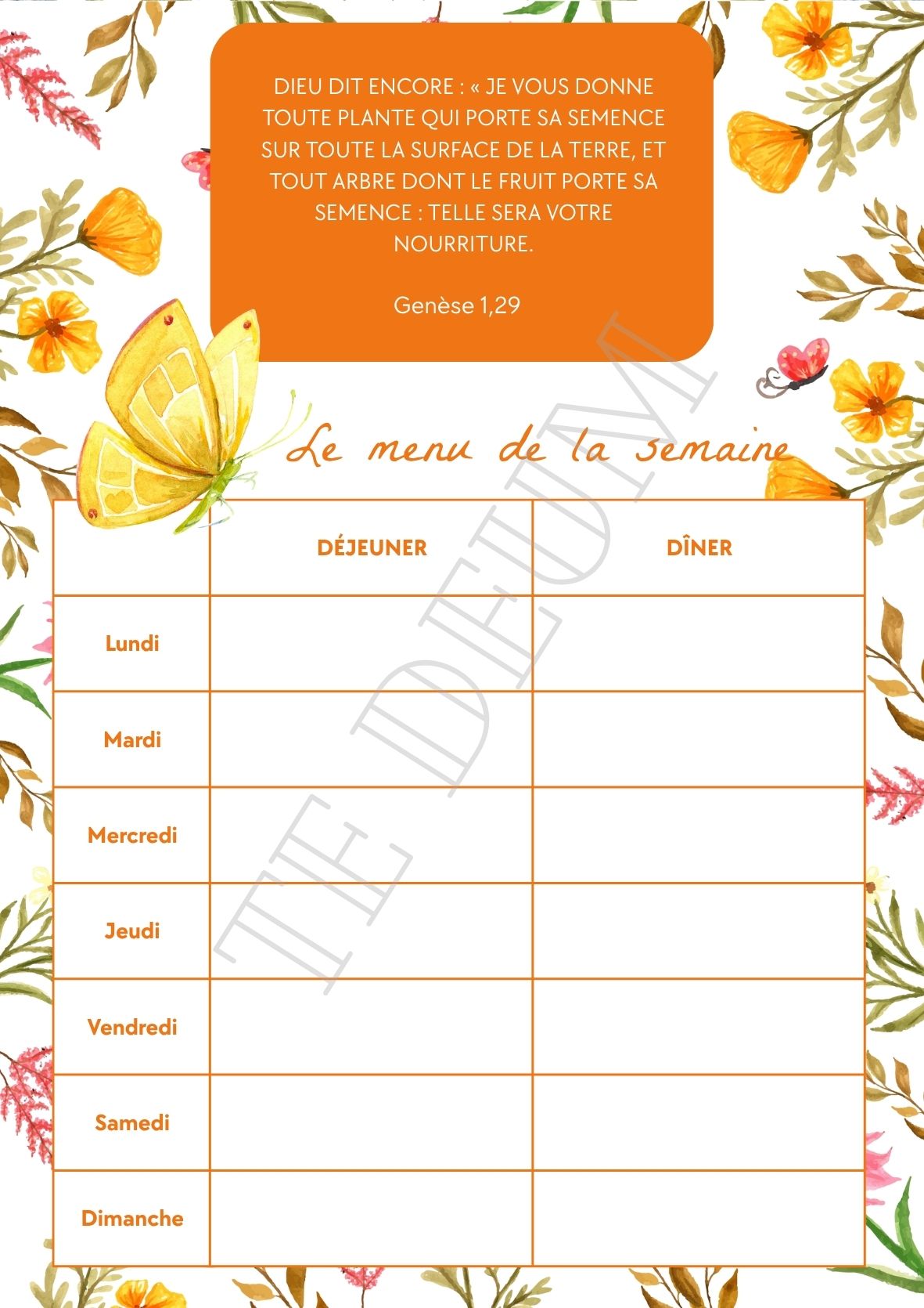 Planning Menu - 12 Template pour l'année – Image 11
