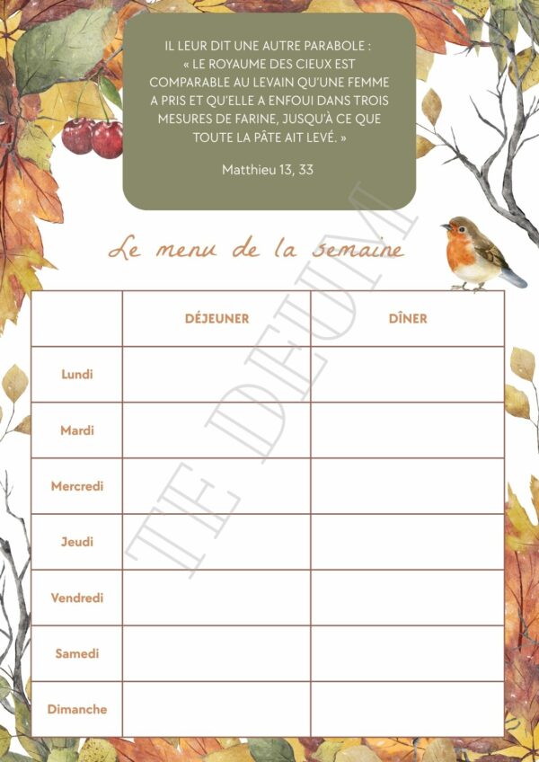 Planning Menu - 12 Template pour l'année – Image 3