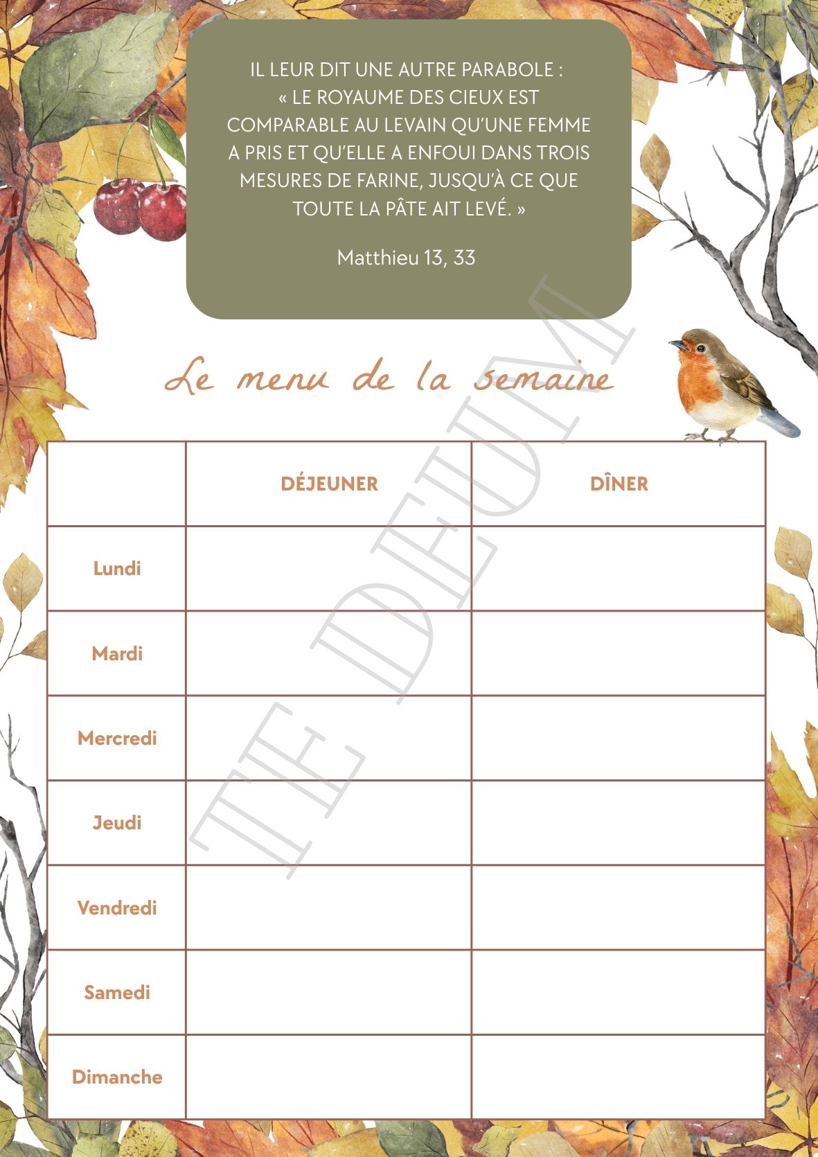 Planning Menu - 12 Template pour l'année – Image 3
